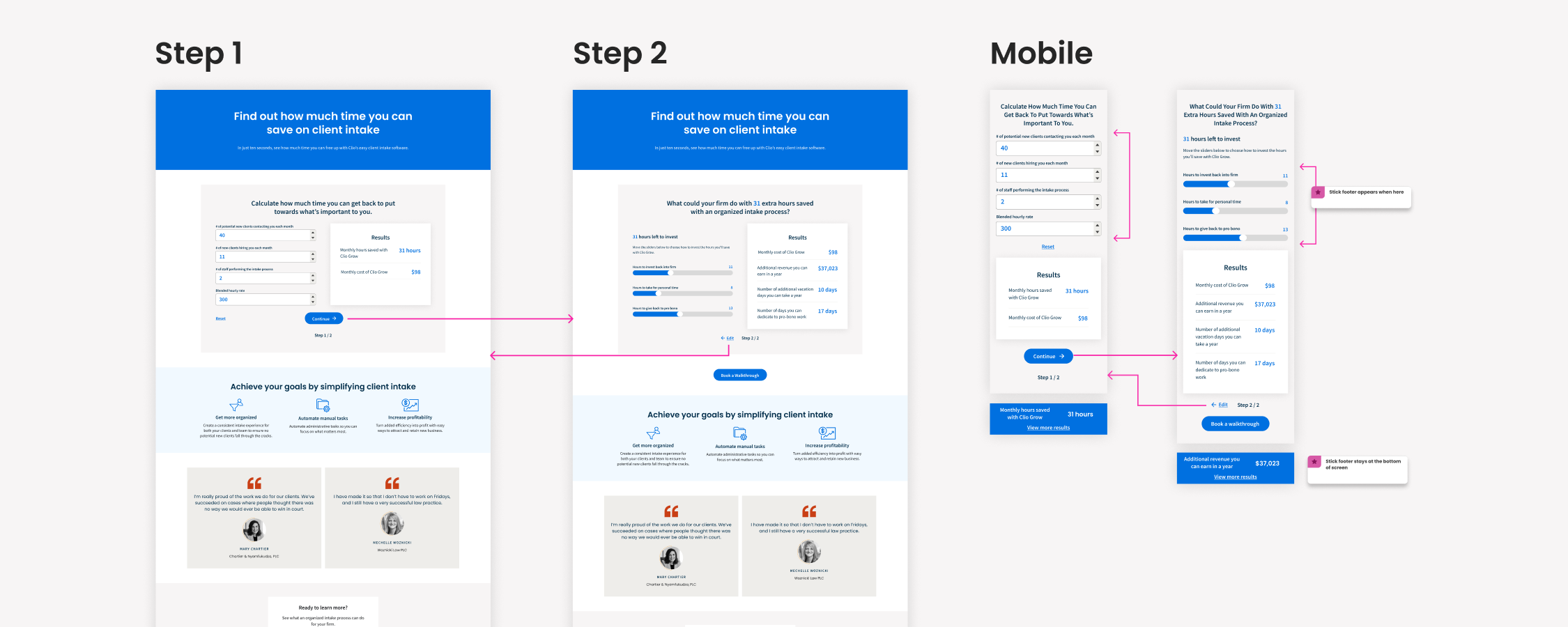 A web-based client intake calculator for desktop and mobile