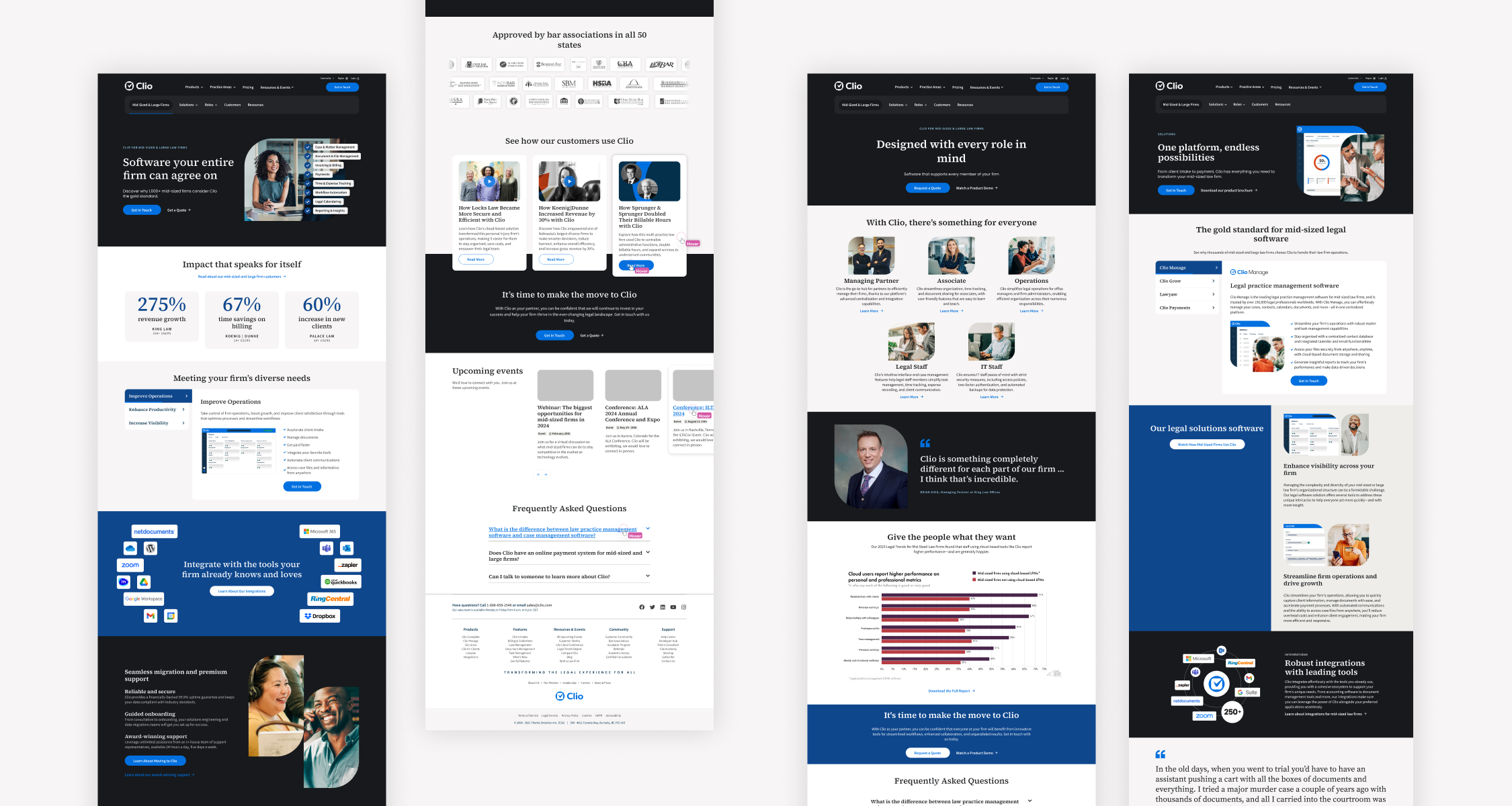 A selection of pages designed for the mid-market website experience