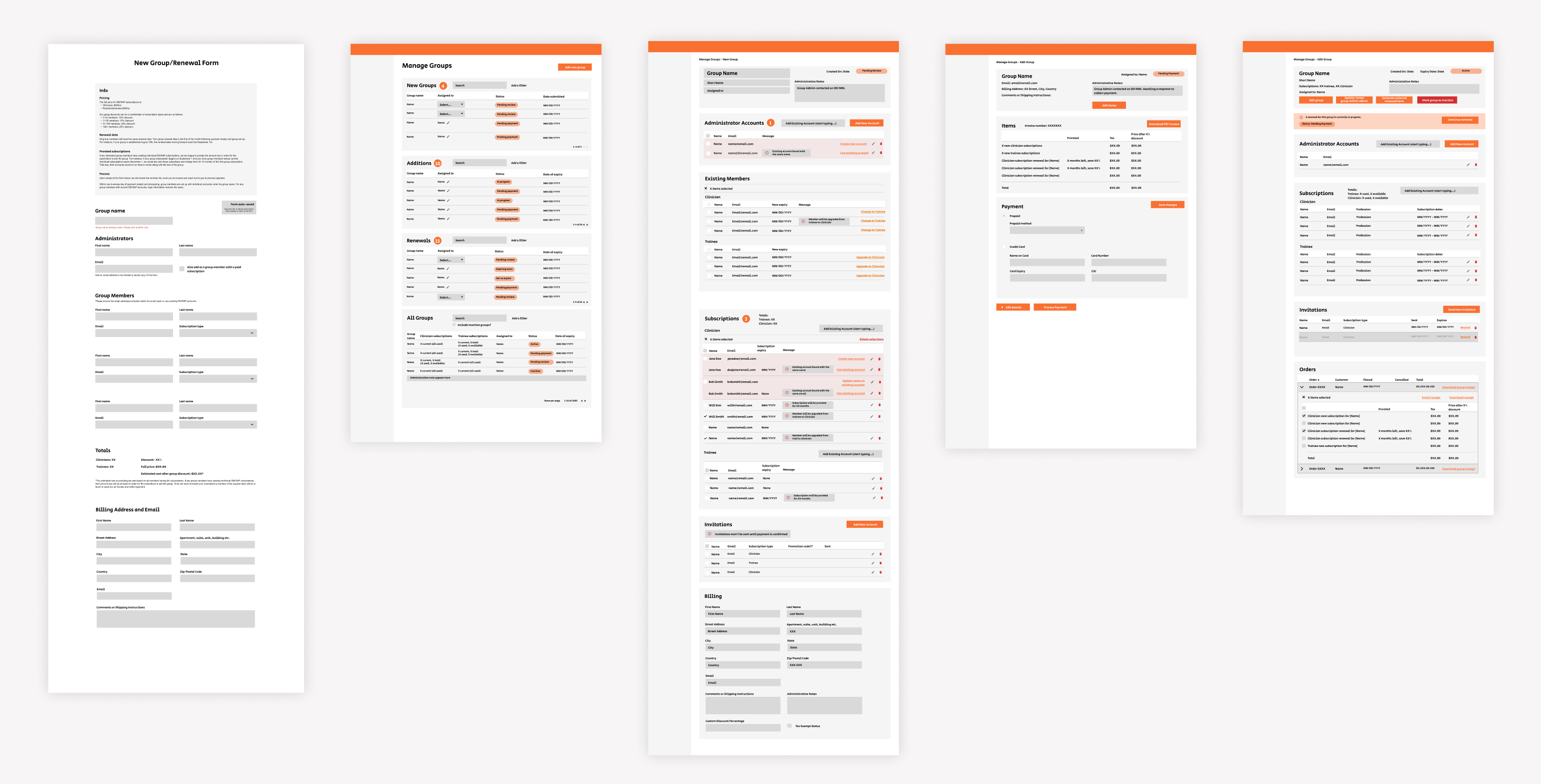 Initial mid-fidelity wireframes